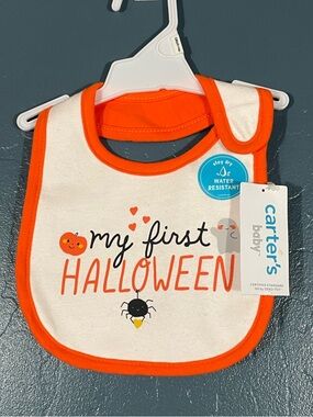 Carter’s Infant White and Orange First Halloween Bib
